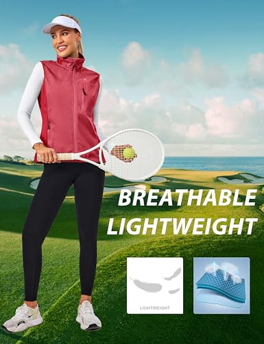 Little Donkey Andy Women's Lightweight Vest Windproof Sleeveless Jacket - color: Red, size: Small