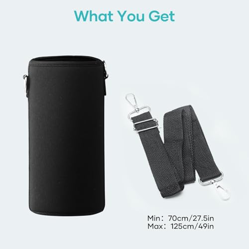 BUZIO Water Bottle Insulated Sleeve, Bottle Carrier with Strap - color: New Black, size: 32oz