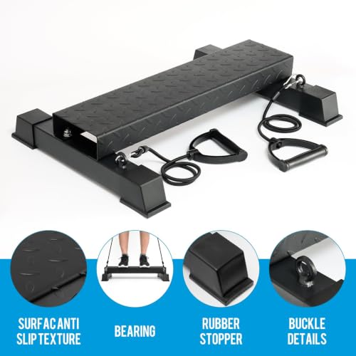 Steel Calf Raise Block, Heavy-Duty Stretch Platform, Leg Workout Equipment - color: BLACK-high(Resistance band)