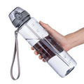 GOPPUS 32 oz Clear Water Bottle with Straw, BPA Free Tritan Water Bottle, Leakproof Clear Motivational Water Bottle, Wide Mouth Sports Water Bottle for Gym, Hiking, School, Office - color: C-Grey