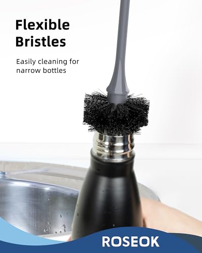 ROSEOK Bottle Brush, Water Bottle Brush, Flexible Bottle Brush, Cup Cleaner - color: Black