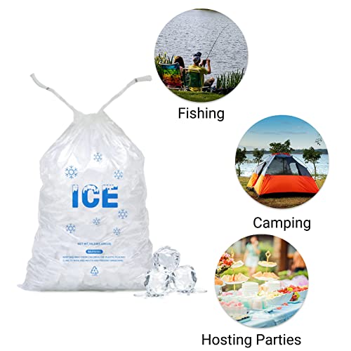 100 PACK 10 lb. Plastic Ice Bags with Cotton Draw String 12 x 21" - style: 12x21inch(100pack)Cotton Drawstring