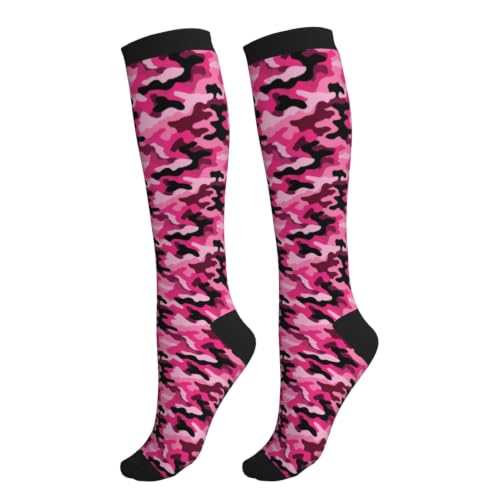 Avocado Compression Socks Women Men Knee High Stock for Running Work Support Nurses Travel - color: Camo