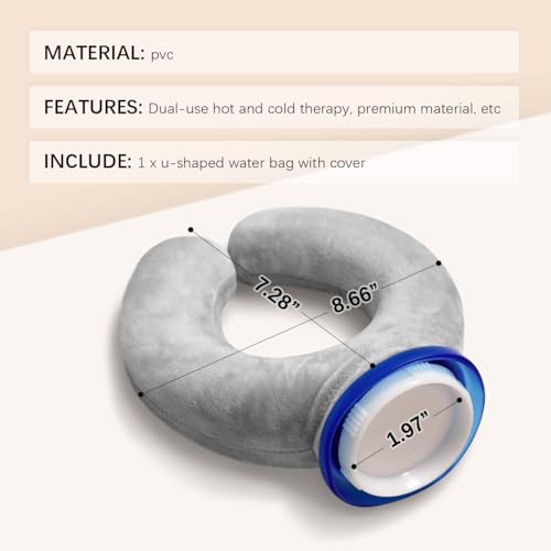 U-Shaped Hot Water Bottle with Fleece Cover 850ML Hot & Cold Water Bag Therapy Heating Pad for Pain Relief Neck Shoulder Hand Warmer Relaxing Protection Blue - color: Blue