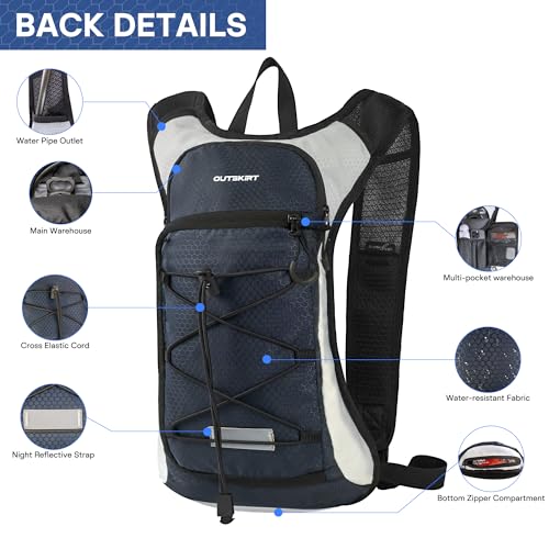 OUTSKIRT Hydration Backpack with 2L Water Bladder, Lightweight and Breathable Running Hydration Pack, Water Backpack for Hiking, Cycling, Trail Running, Marathons & Outdoor Adventures for Men Women