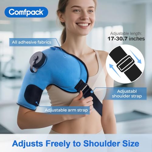 Comfpack Ice Pack for Shoulder, 2 Hours Long Lasting Cold Refillable Ice Bag, Reusable Ice Pack for Injuries, Shoulder Ice Pack Wrap for Rotator Cuff and Arm, Soothing Discomfort, Swelling & Surgery