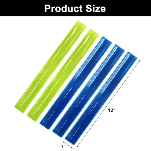 12 Pcs Reflective Snap Bands High Visibility Reflectors for Night Cycling, Jogging, and Working - color: Blue、Yellow