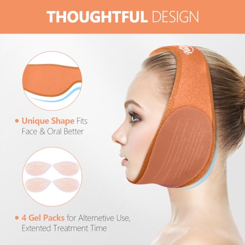 Hilph Wisdom Teeth Ice Pack Head Wrap, Face Ice Pack for Jaw Oral Surgery - color: Orange
