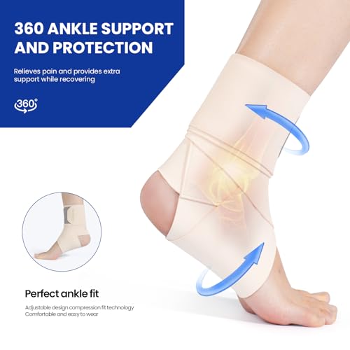 Galvaran Ankle Brace for Men & Women,Ultra Thin Adjustable Compression Ankle Wrap，Ankle Support for Plantar Fasciitis, Sprained Foot, Tendinitis, Swelling, Minor Sprains, Sports, One Size