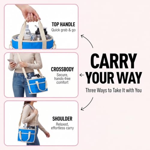 Drink Carrier Tote Bag, Family Size 4 Compartment Drink Carrier - color: Blue