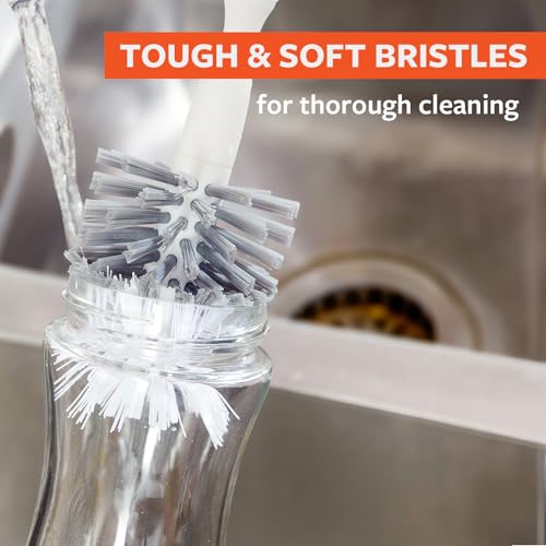 Full Circle Upstanding Bottle Brush, Deep Cleans Water Bottles, White
