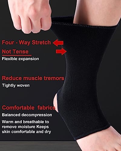 Handepo 4 Pairs Muay Thai Ankle Support Compression Ankle Sleeve, 4 Colors - color: Black, Red, Blue, Gray