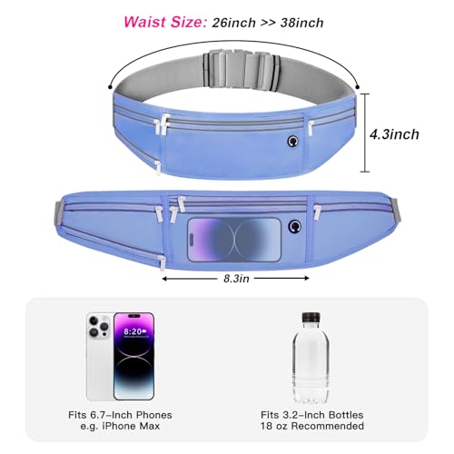 Slim Running Belt for Women Men,Runners Fanny Pack Phone Holder,Money Belt,Running Gear Accessories,with 3 Pockets (Jet Blue) - color: Jet Blue