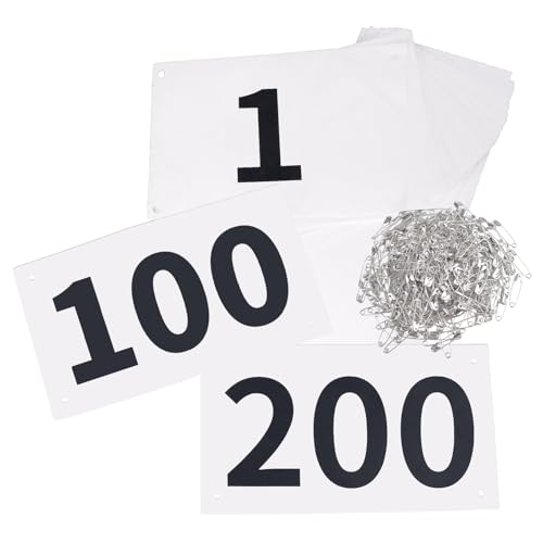 TRIWONDER Race Bibs Running Numbers with Safety Pins, Tyvek 4"x7" Large Numbers 1-500 for Marathon Runners Events Sports Games - color: Black&White [4"x7"] 1-200