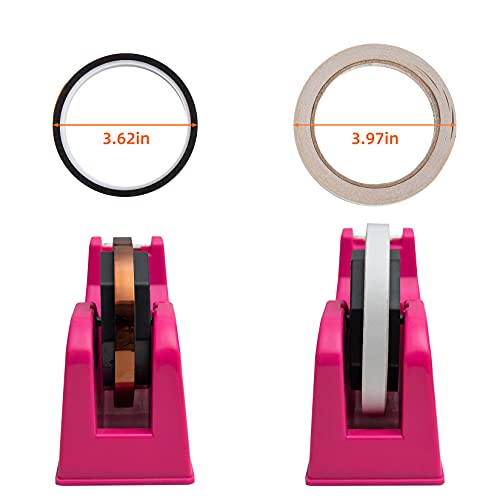 Desktop Tape Dispenser Adhesive Roll Holder (Fits 1" & 3" Core) with Weighted Nonskid Base (2Pack-Rose red) - color: 2pack-rose Red