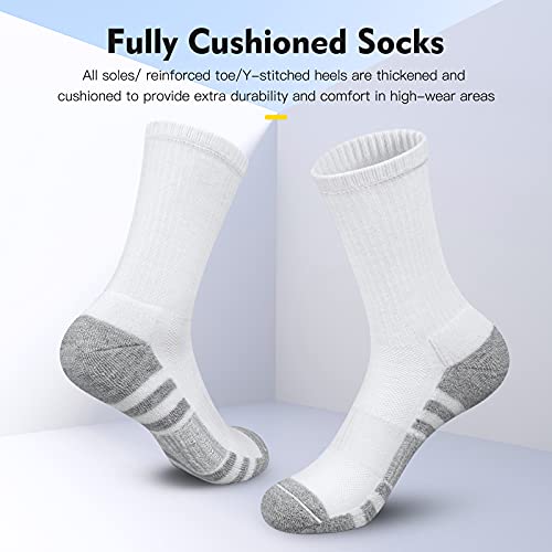 Felicigeely Athletic Crew Socks Cushioned Breathable for Men & Women 6 Pack - color: Double Stripe White, size: 9-12
