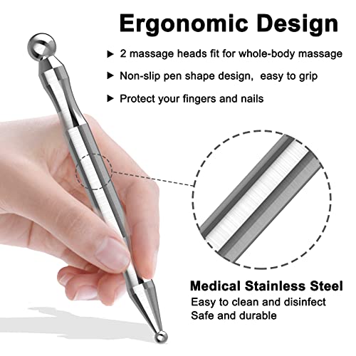 Melonsun Stainless Steel Acupuncture Pen for TMJ Relief, FSA-HSA-Eligible TMJ Massager for Jaw Clenching, Acupressure Facial Tool for Face Reflexology & Full-Body Pressure Point Massage
