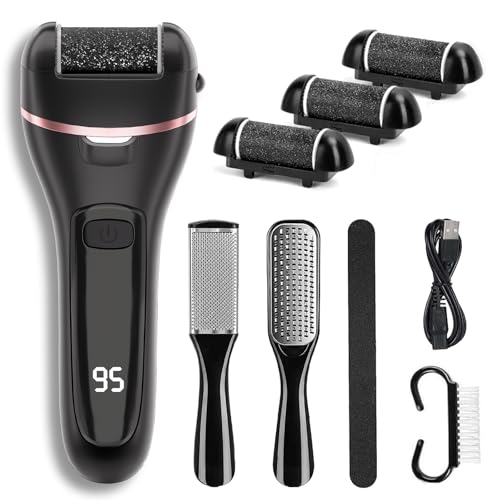 Electric Callus Remover for Feet with 3 Roller Heads 2 Speed Rechargeable Waterproof Foot File Perfect for Dead Hard Cracked Dry Skin - style: 3 Roller Heads