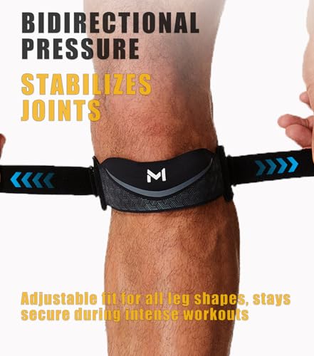 1 Pack Patellar Tendon Support Strap for Women and Men, Adjustable Knee Braces for Pain Relief for Tendonitis, Tennis, Running, Workout, Hiking(Black,One Size)