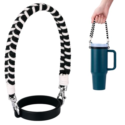 Water Bottle Handle Strap Compatible with Owala & Stanley Cups - color: Black