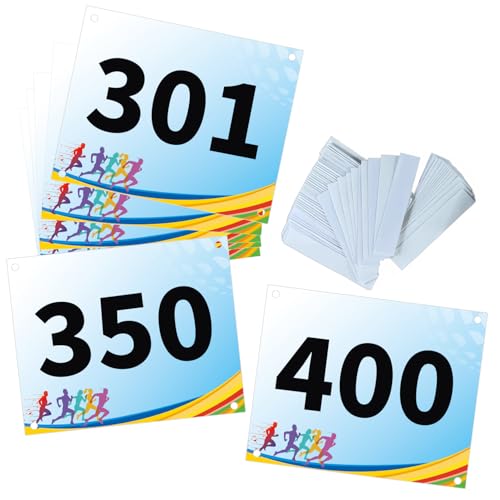 Tyvek Race Bibs Running Numbers Bibs with Race Bib Tape Instead Pins Track Bib Numbers for Tryouts Racing Bibs Audition Numbers for Marathon Runners Events Sports Games - color: Blue[6"x7.5"]301-400