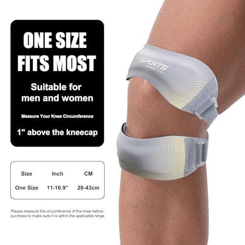 NuCamper Patellar Tendon Support Strap, Adjustable Patella Band Knee Brace for Men & Women Relief Knee Pain, Patella Stabilizer Knee Straps for Running, Basketball, Tendonitis, Jumpers Knees Gray - color: Gray