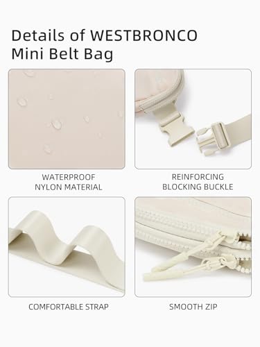 WESTBRONCO Fanny Packs for Women Men, Belt Bag with 4 Zipper Pockets, Fashion Waist Packs, Lightweight Crossbody Bags with Adjustable Strap for Workout/Running/Hiking (Beige) - color: Beige