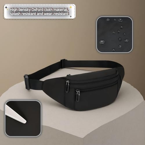 Fanny Pack Belt Bag for Men and Women, Anti-Theft Fanny Pack,Water-Resistant with 3-Zipper Pockets,waterproof fanny pack,Lightweight Running Waist Pack for Travel,Running,Hiking,Cycling