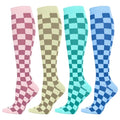 LEVSOX Compression Socks Women and Men, 20-30mmHg, Best for Nurses, Travel, Pregnancy - color: 4 Pairs Checkered, size: Small