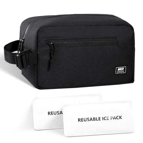 MIER Small Freezable Snack Bags Frozen Mini Cooler with 2 Gel Packs, Black - color: Black
