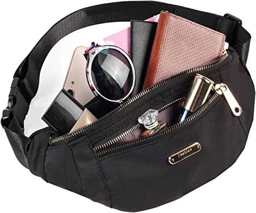 Fanny Pack Waist Pack for Women, Fashion Waist Bag with Adjustable Strap for Travel Sports Running black - color: black