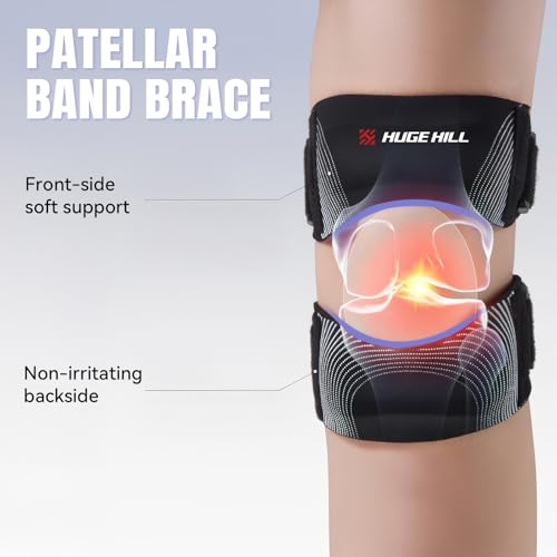 Knee Brace with Patella Knee Strap – Adjustable Compression Support Sleeve for Men & Women, Breathable Knee Brace for Running & Basketball, Patella Knee Brace for Pain Relief (Black)