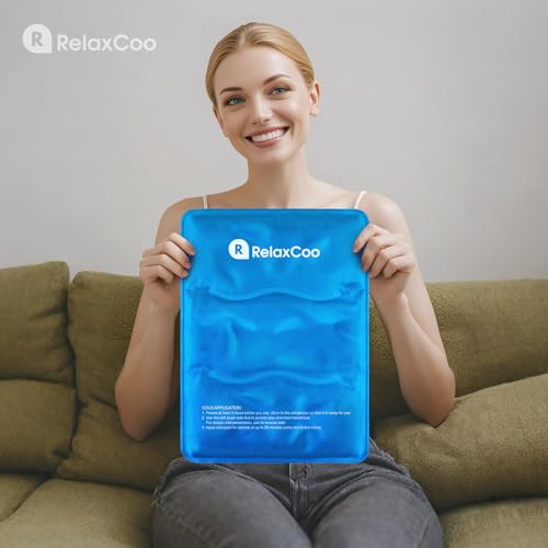 RelaxCoo 2 Pack Large Flexible Ice Pack for Injuries Reusable Gel, 11x14.5 Inches, Cold Compress for Hip, Shoulder, Knee, Back Pain, Swelling, Bruises, Surgery - style: BLUE 2 PACK