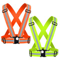 Reflective Strap Safety Vest Gear - 2-10 Pack Adjustable High Visible Reflective Running Gear for Women Men Night - color: Green+Orange