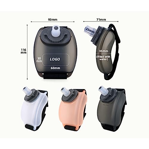 2PCS Wrist Water Bottle, Wearable HandsFree Silicone 7 Oz Running Water Bottle, Sports Portable Fitness Cycling Marathon Rock Climbing Cycling Sports Cup (black) - color: Semi transparent black