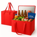 musbus 2Pk Insulated Reusable Grocery Bags, Collapsible Cooler Bag for Groceries, Heavy Duty Large Insulated Bag (Large, Bright Red) - color: Red, size: X-Large（16W x 12.5H x 9D）