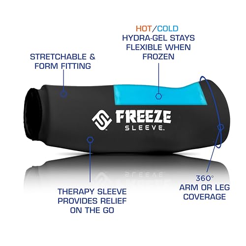 FreezeSleeve Ice & Heat Therapy Sleeve- Reusable, Flexible Gel Hot/Cold Pack, 360 Coverage for Knee, Elbow, Ankle, Wrist- Blue Camo, Large - color: Blue-camo, size: Large