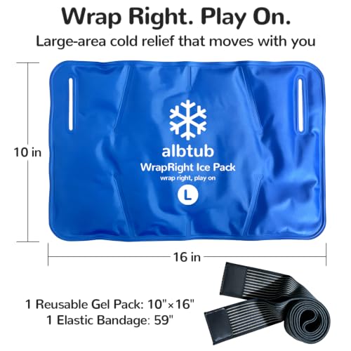 Hands-Free Ice Pack for Injuries Reusable, 10"×16" Flexible Cold Therapy - size: Hands-free L