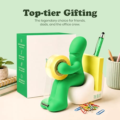 The Butt Tape Dispenser – Funny Green Desk Accessories, Office Gag Gift - color: Green