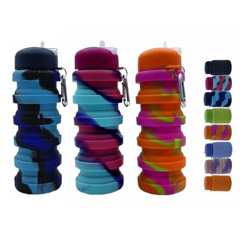 Collapsible Water Bottles 3 Pack 500ml (Colorful) - color: Colorful