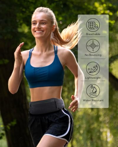 WATERFLY Running Belt Fanny Pack, Runner Race Belt with Bib Clip Dark Gray - color: Dark Gray
