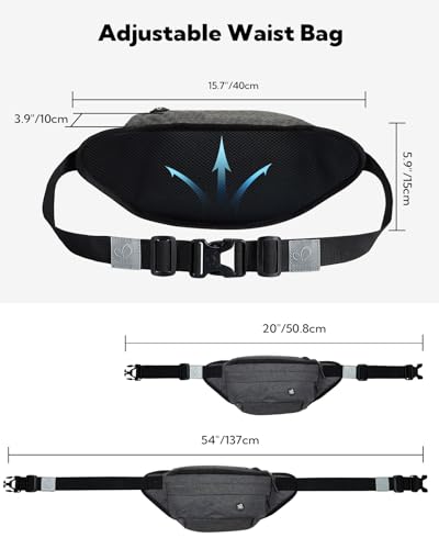 WATERFLY Running Belt Fanny Pack: Runner Marathon Jogging Waist Pack Sport Workout Exercise Fitness Phone Holder Belt for Men Women Jogger Slim Waistband Black - color: Heather Gray