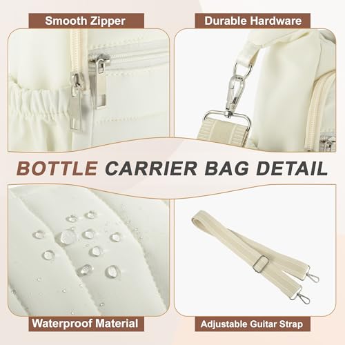 Water Bottle Carrier Bag with Adjustable Strap, for 18/32/40oz Bottle - color: Beige
