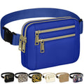 Capolo Fanny Packs for Women 4 Zip Pocket Crossbody Belt Bag Waist Bags - color: Blue, size: Medium