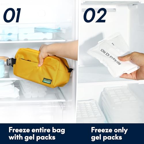 Haimont Small Freezable Snack Cooler Bag, Reusable Freezable Mini Cooler Bag for Outdoor, Airplane, Travel, Wear Resistant, Yellow - color: Yellow