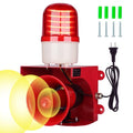 AC110V Industrial Siren Alarm Strobe Light-120dB Loud Horn&Red Beacon Warning Light,Waterproof Indoor/Outdoor Safety Alarm for Emergency,Factory,Office,Fires,Tornado,Intruders,Animal Deterrent - style: AC110V Basic (Always On) – 120dB