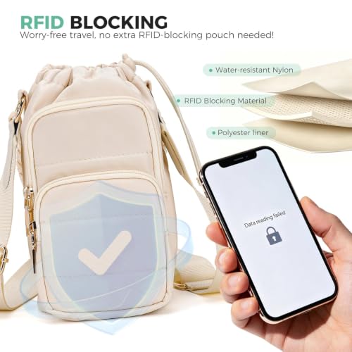 Crossbody Water Bottle Bag with Shoulder Strap for Women, Beige - color: Beige