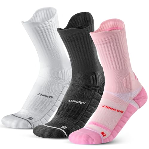 Coolmax Running Socks for Women Stay Dry Cloud Cushioned Compression - color: Black+white+candyfloss, size: 11-14
