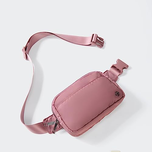 Pander Nylon Fanny Pack Belt Bag for Women with 5 Zipper Pockets - color: Dune Pink