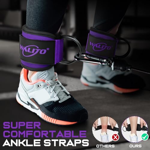 Ankle Straps for Cable Machines, Leg Straps for Glute Kick Back Accessories - color: Purple